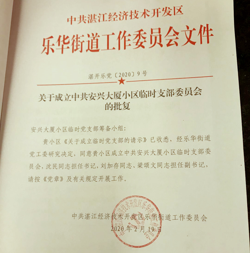 临时党支部成立批复文件