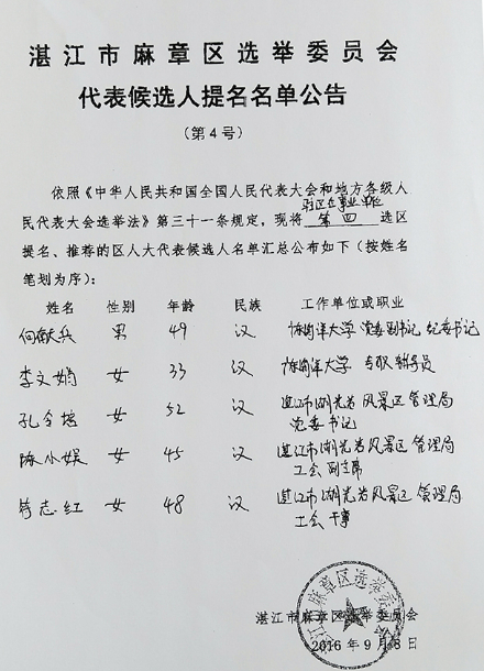 湛江市麻章区选举委员会代表候选人提名名单公告.jpg